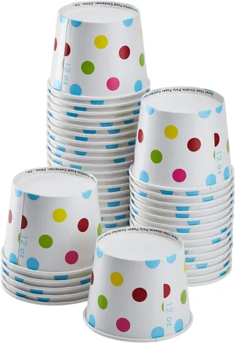Miniatura 13 de Karat [227 ml - 1000 uds] Tazas de helado de papel y cuencos de sopa para alimentos calientes/fríos - Ideal para sopa, helado, yogur y aperitivos