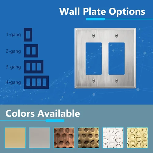 Miniatura 4 de LIDER Placa de pared metálica triple decorativa, resistente a los impactos, cubierta de enchufe de metal o interruptor de luz, acero inoxidable 430
