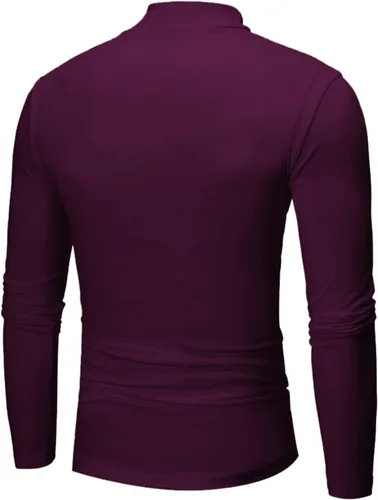 Miniatura 5 de Camisetas negras para hombre 2023 de manga larga cuello alto cálido suéter casual suave cómodo sólido Mock Pullover Undershirt