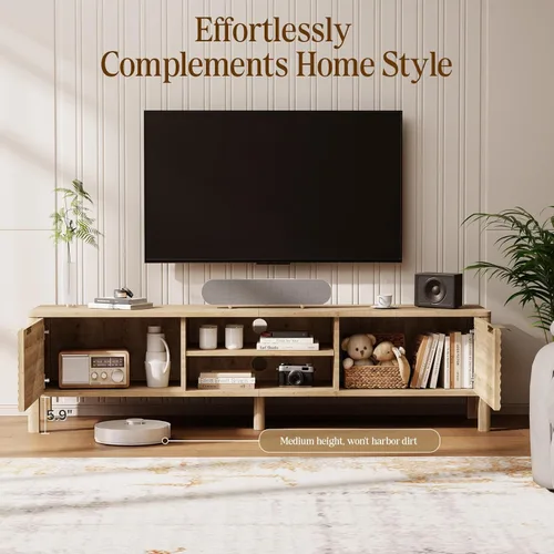 Miniatura 2 de IKALIFE Soporte de TV para sala de estar, televisores de hasta 65 pulgadas, centro de entretenimiento moderno de mediados de siglo