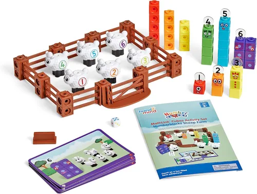 Miniatura 9 de hand2mind Numberblocks Sheep Farm MathLink - Juego de actividades de aprendizaje preescolar, juego de granja, bloques de conteo, juguetes