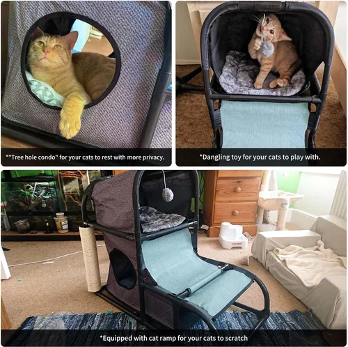 Miniatura 7 de Goetland Moderno condominio para gatos Casa para gatos Árbol para mascotas Muebles para mascotas Cama de torre para gatos grande Rascador Poste Gris