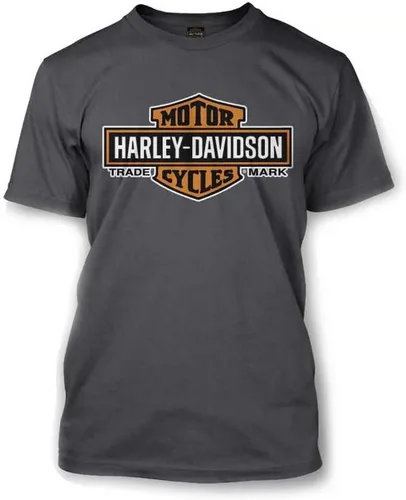 Harley-Davidson Camiseta negra desgastada con barra alargada y escudo para hombre 30296553
