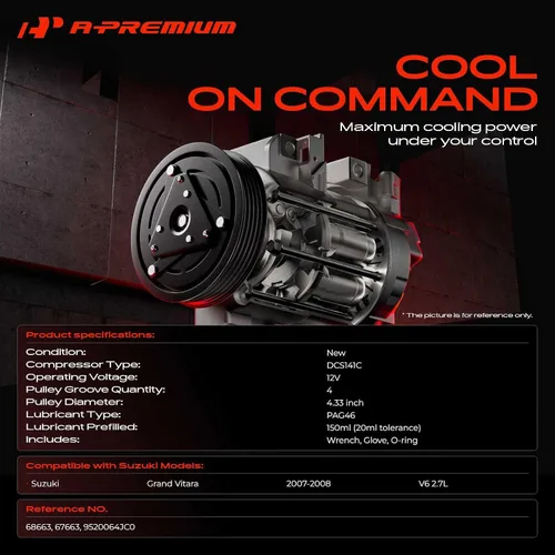 Miniatura 2 de A-Premium Compresor A/C con embrague compatible con Suzuki Grand Vitara 2.7L 2007-2008