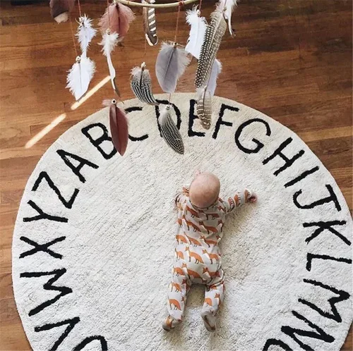 Miniatura 2 de ABC - Alfombras redondas para niños, alfombra redonda del alfabeto para niños, alfombra de juego para bebés, niños y niñas, alfombra de algodón
