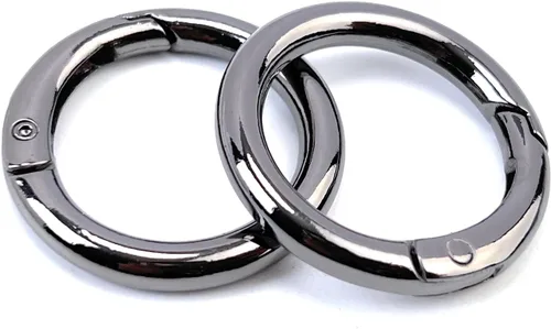 Miniatura 9 de 10 piezas de clips de mosquetón redondos con resorte, anillos en O, cierres de gatillo, hebillas de presión para llavero, costura, fabricación