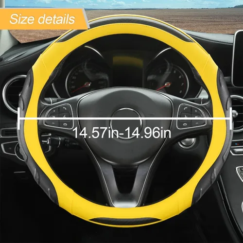 Miniatura 2 de Funda de Volante de Cuero, Protector de Volante de Auto Elástico, Funda de Volante Universal de 15 Pulgadas Antideslizante Transpirable Sin Olor