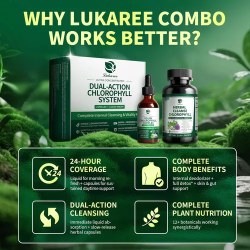 Miniatura 2 de Lukaree Chlorophyll - Gotas líquidas y cápsulas combinadas, soporte de doble acción para limpieza, energía y frescura oral, apoyo inmunológico