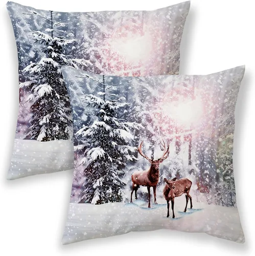 Miniatura 67 de AGAYNA Juego de 2 fundas de almohada decorativas con diseño de acuarela verde salvia para árbol de Navidad de 16 x 16 pulgadas, para sofá, invierno