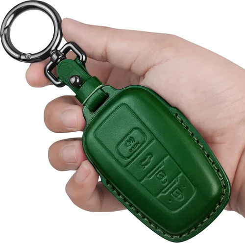 Miniatura 13 de Tukellen Funda para llavero Toyota de piel auténtica con llavero, protector de cuero compatible con Rav4 2019-2025 2020-2022 Highlander Corolla Negro