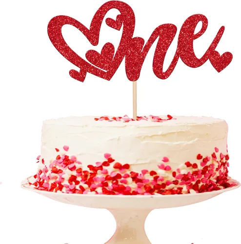 Miniatura 30 de Rsstarxi Paquete de 24 adornos para cupcakes para el día de San Valentín, con purpurina roja, dulce amor, para cupcakes, decoración de San Valentín