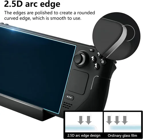 Miniatura 4 de Protector de pantalla para Steam Deck OLED de 7.4 pulgadas (2023) – Película de vidrio templado 9H, transparente HD antiarañazos, caja de piel