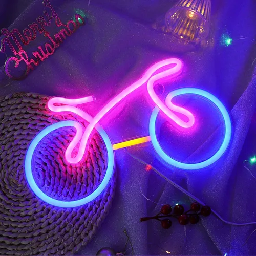 Miniatura 2 de ENUOLI Letreros de neón para bicicleta para decoración de pared, luces de neón de bicicleta para dormitorio, luz LED para bicicleta con USB