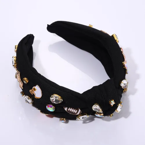 Miniatura 7 de mokkia Diadema de fútbol para mujer, accesorios de fútbol para mamá, accesorios de cristal con diamantes de imitación con nudo superior ancho