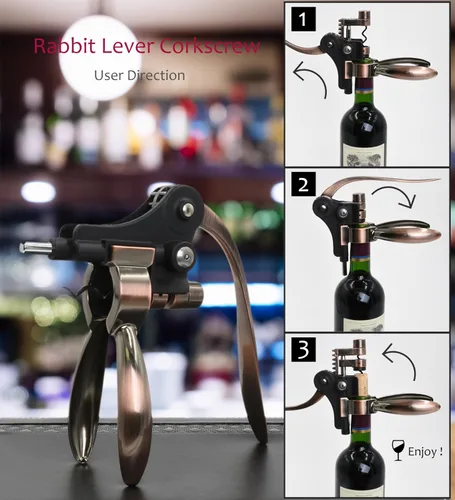 Miniatura 5 de Tirrinia Juego de abridor de vino, 7 piezas de sacacorchos de botella de vino de alta calidad, juegos todo en uno con tapón de vino, vertedor, Negro