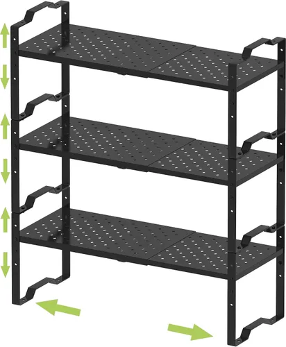 Jojocross Organizador de gabinete expandible ajustable apilable para especias en la cocina y el baño, organización de despensa, despensa, placa de 3