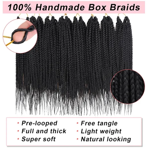 Miniatura 4 de XTREND 10 Pulgadas 6 Paquetes Trenzas de Caja de Ganchillo Cabello Pre-anudado Sin Nudos Bobo Trenzas de Caja 3X Extensiones de Cabello Trenzado 1b#