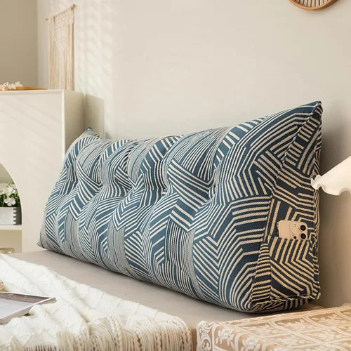 Miniatura 14 de Cojín triangular para mesita de noche, gran cabecero triangular con cuña para reposo en cama, almohada de lectura, respaldo y soporte de Azul