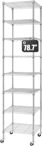 Miniatura 12 de Finnhomy Estantería de alambre resistente de 8 niveles con ruedas de 18 x 18 x 72.8 pulgadas, 8 estantes, estante de almacenamiento de metal, tubo