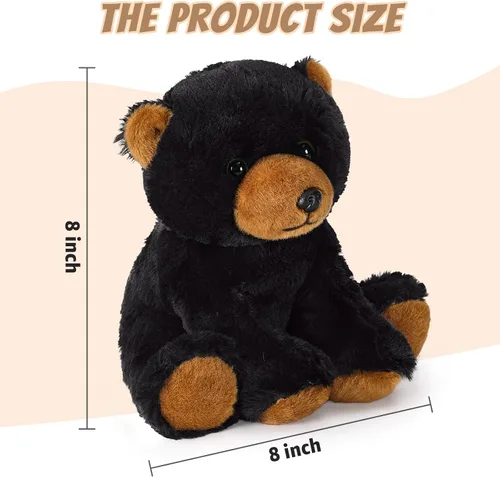 Miniatura 2 de Ditucu Peluche de oso negro de 8 pulgadas, lindos juguetes de peluche realistas, ultra suaves, regalos para niños