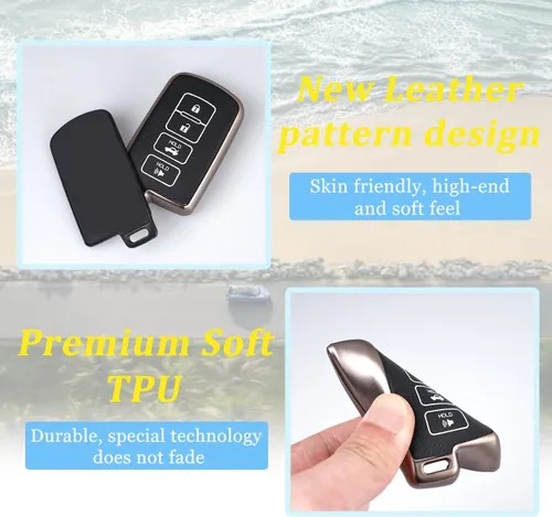 Miniatura 5 de WJS Funda para llavero de automóvil, compatible con Toyota Avalon Camry Corolla RAV4 Highlander Sequoia 2011-2019 (negro)