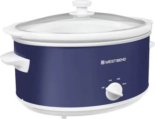 Miniatura 10 de Olla de cocción lenta West Bend de 6 cuartos de galón manual estilo cerámica con olla de cerámica ovalada apta para lavavajillas y tapa de vidrio