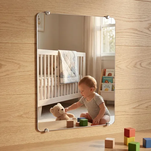 Miniatura 9 de iCAGY Lámina de espejo autoadhesiva de acrílico para pared, plástico sin vidrio, azulejos de espejo de seguridad para niños, rectángulo de pared, 6