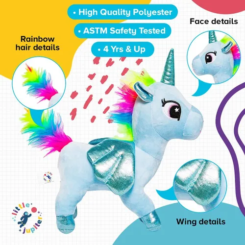 Miniatura 4 de Set de Mascotas de Peluche de Little Jupiter con Bolso - Animales de Peluche de Unicornio - Animales de Peluche para Niñas - Juguete de Peluche
