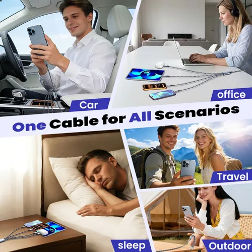 Miniatura 4 de Cable USB C a carga múltiple 3 en 1, cables de carga de viaje para múltiples dispositivos, cable de carga múltiple universal con puerto tipo