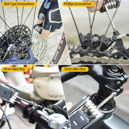 Miniatura 5 de PXZBLG Kit de reparación de bicicletas, kit de herramientas de reparación de neumáticos de bicicleta, incluye multiherramienta 16 en 1, accesorios