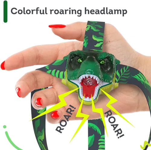 Miniatura 3 de Skywin Faros delanteros de dinosaurio para niños con sonido rugiente, linterna LED para niños, artículos de camping, linternas para niños y niñas