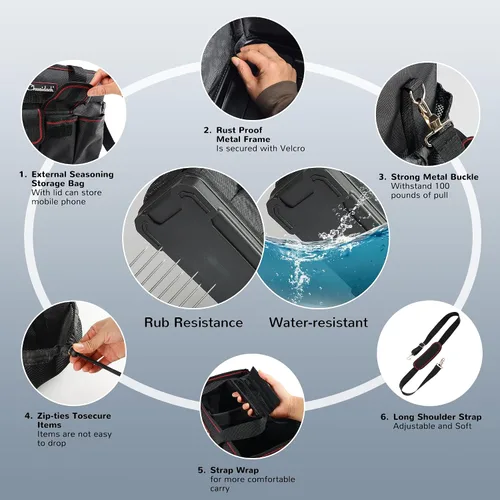 Miniatura 3 de Chyaidach Organizador de Parrilla Grande con Fondo Duro, Organizador de Plancha Plegable Portátil para Accesorios Blackstone, Esenciales para Portón