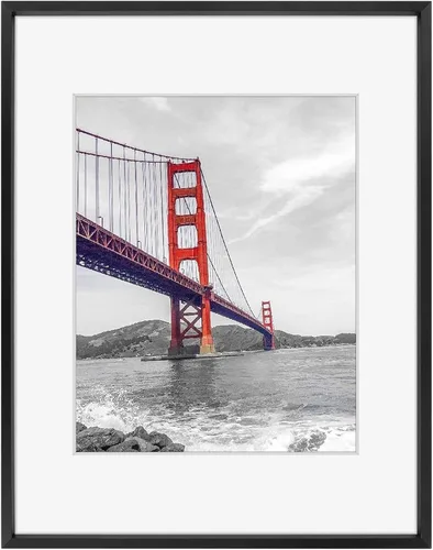 Frametory, Marco de fotos de metal de 11 x 14 pulgadas con paspartú para fotos de 8 x 10 pulgadas y vidrio real, colección de marcos de fotos de