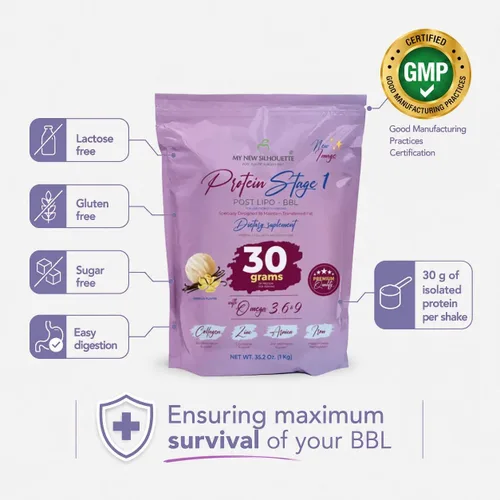 Miniatura 5 de MI NUEVA SILUETA Proteína médica Post BBL Stage 1 My New Silhouette (vainilla) omegas 3, 6, 9 potencializados con treinta gramos de proteína por