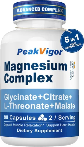 Miniatura 9 de Complejo de magnesio 12 en 1, suplemento de magnesio de 1000 mg con glicinato, citrato, malato, L-treonato, taurato, apoyo para dormir, probado por