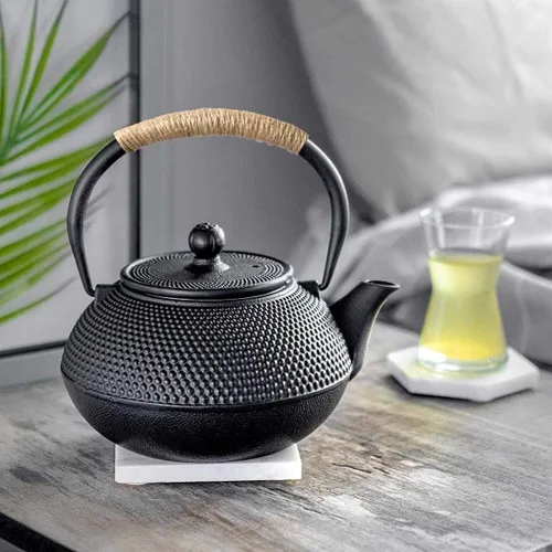 Miniatura 7 de Tetera japonesa de hierro fundido con infusor de acero inoxidable para té de hojas sueltas y bolsitas de té, hervidor de té de hierro fundido, apto