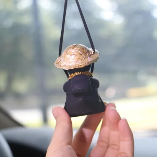 Miniatura 6 de Espejo retrovisor de oso Accesorios para colgar Lindo oso Sentado Sofá Comiendo Helado Coche Colgante Adorno Colgante Interior Espejo Retrovisor