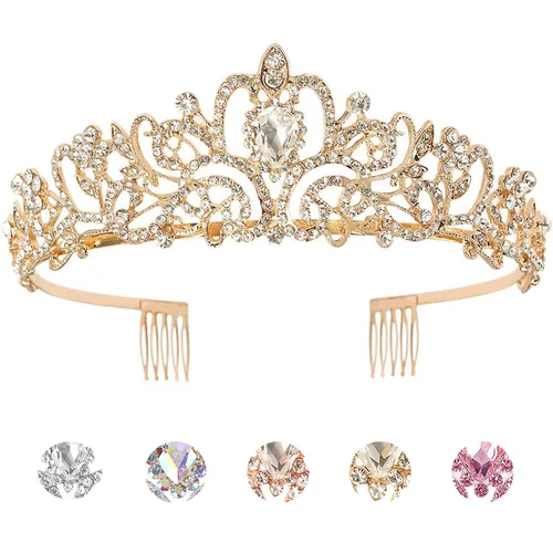 Miniatura 11 de KICOSY 296 956 Tiara y Coronas para Mujeres, 1 unidad (paquete de 1), Cristal Diamante falso