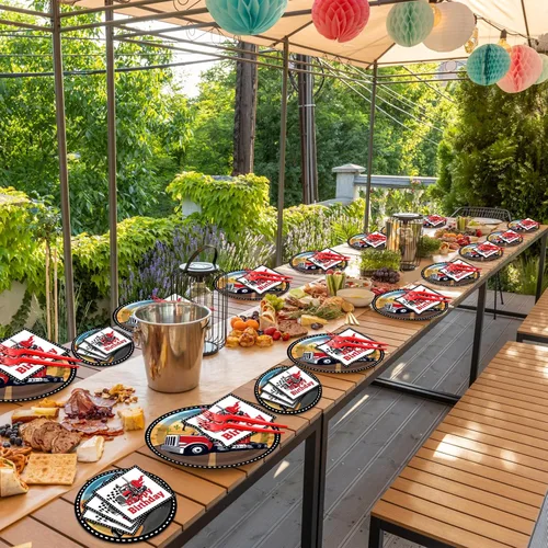 Miniatura 5 de gisgfim Juego de decoración para fiesta de 50 invitados con temática de camión semi, platos y servilletas para fiesta con temática de camión semi