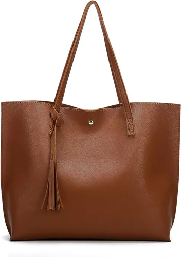 Nodykka Women Tote Bags Top Handle Satchel Handbags PU Faux Leather Tote Bag with Tassel Shoulder Purse