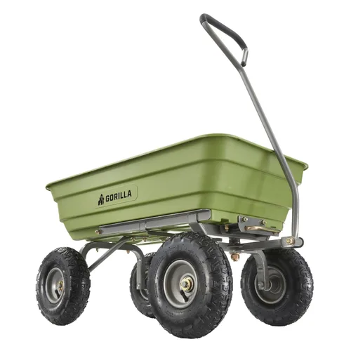 Miniatura 11 de Gorilla Carts Carro Volquete de Patio de Polietileno Resistente, Tina de 6 Pies Cúbicos, Capacidad de Transporte de 1200 Libras, Color Negro – Carro