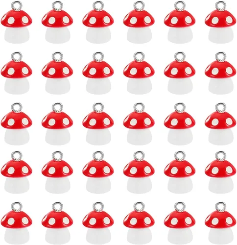 Miniatura 8 de PATIKIL 30 piezas de dije de hongo, mini dije de hongo, resina a granel, lindo para hacer joyas, pulseras, aretes, collares