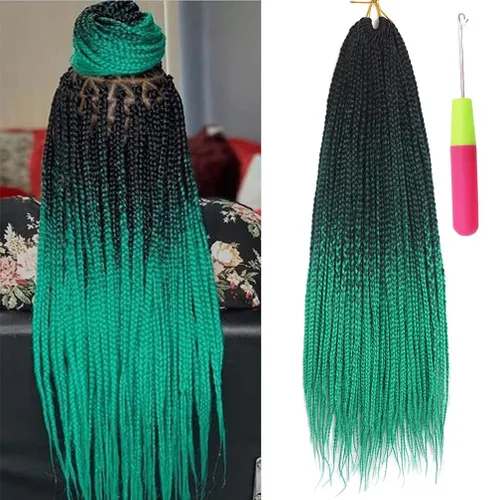 Miniatura 53 de Extensiones de cabello trenzado tipo box de 24 pulgadas, hechas a mano, para mujeres y niñas, extensiones de cabello trenzado, 24#, 3 paquetes, 22