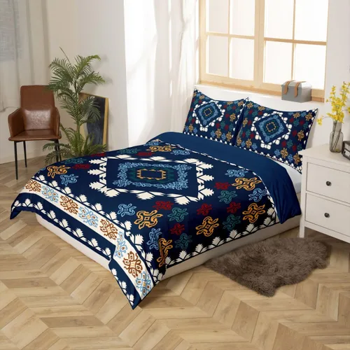 Miniatura 2 de jejeloiu Southwestern - Juego de ropa de cama tamaño individual, diseño geométrico para niños, adolescentes, decoración tribal, juego de funda