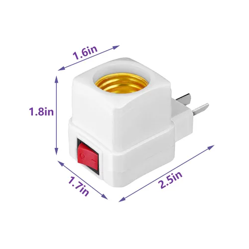 Miniatura 2 de Adaptador de extensión de enchufe E26/E27 con interruptor, enchufe de luz enchufable, convierte la toma de corriente a enchufe de bombilla