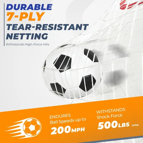 Miniatura 3 de Portería de fútbol, portería de fútbol de 12 x 6 pies para patio trasero, red de fútbol portátil para entrenamiento de práctica al aire libre