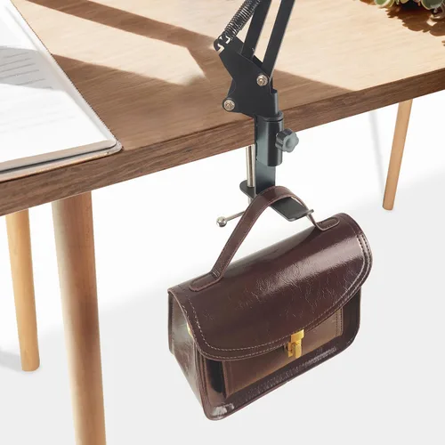 Miniatura 2 de Soporte de abrazadera de mesa para soporte de micrófono, abrazaderas de micrófono para escritorio con gancho para auriculares, abrazadera