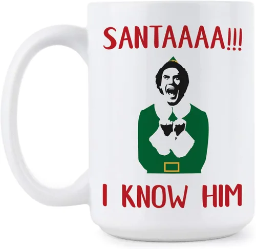 We Got Good Taza con texto en inglés «Santa I Know Him» OMG Santa I Know Him