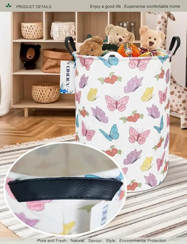 Miniatura 7 de Cesta de lavandería redonda impermeable, cesta de almacenamiento plegable, cestas de lavandería con asa, cesta de regalo, adecuada para habitación