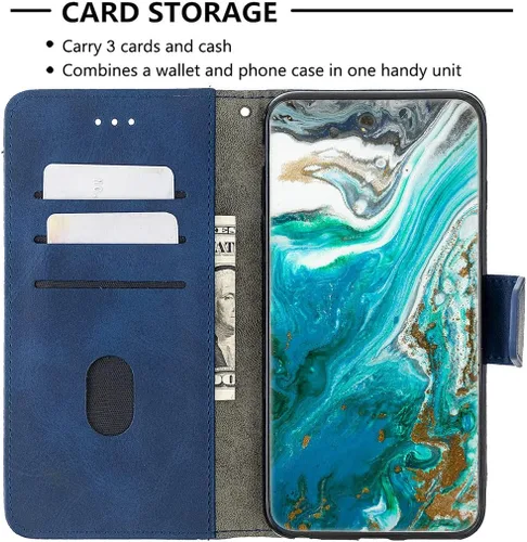 Miniatura 3 de jioeuinly Funda compatible con Celular Kalley Element 5+Plus Funda para teléfono con soporte con tapa de costura estilo cartera Funda azul